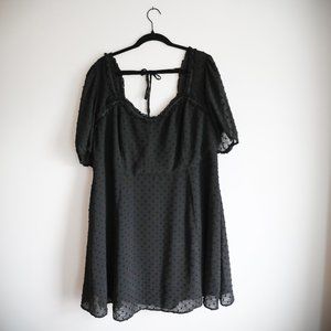 Forever 21 Puff Sleeve Dobby Dot Skater Dress 3X